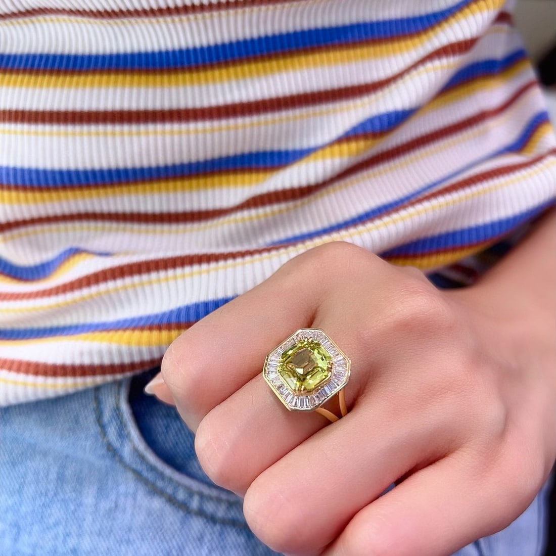 14k Gold 4.13 Ctw Natural Chrysoberyl & Diamond Ring - 5