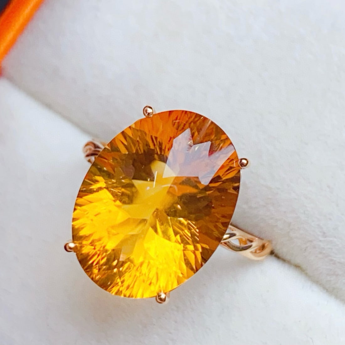 14k Gold 9.35 Ct Natural Citrine Ring - 5