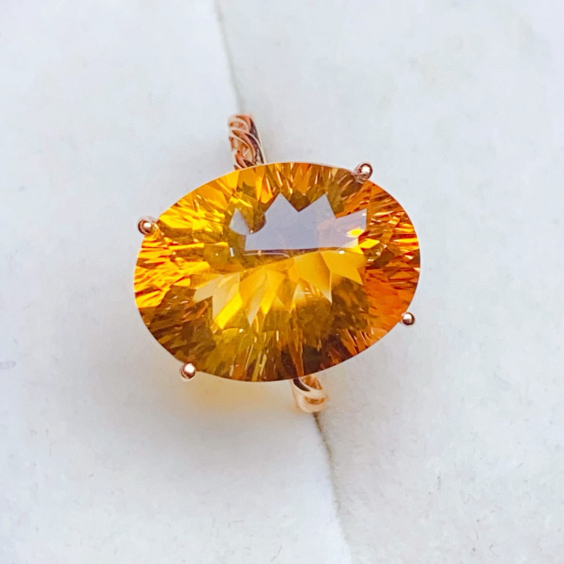 14k Gold 9.35 Ct Natural Citrine Ring - 6