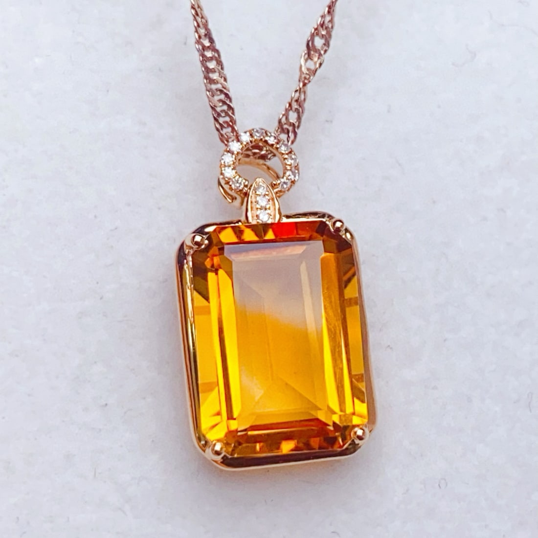 14k Gold 5.69 Ctw Natural Citrine & Diamond Pendant( Without Chain ) - 5