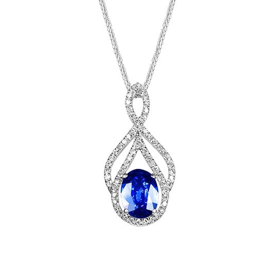 14k Gold 1.22 Ctw Natural Sapphire & Diamond Pendant( Without Chain ) - 5