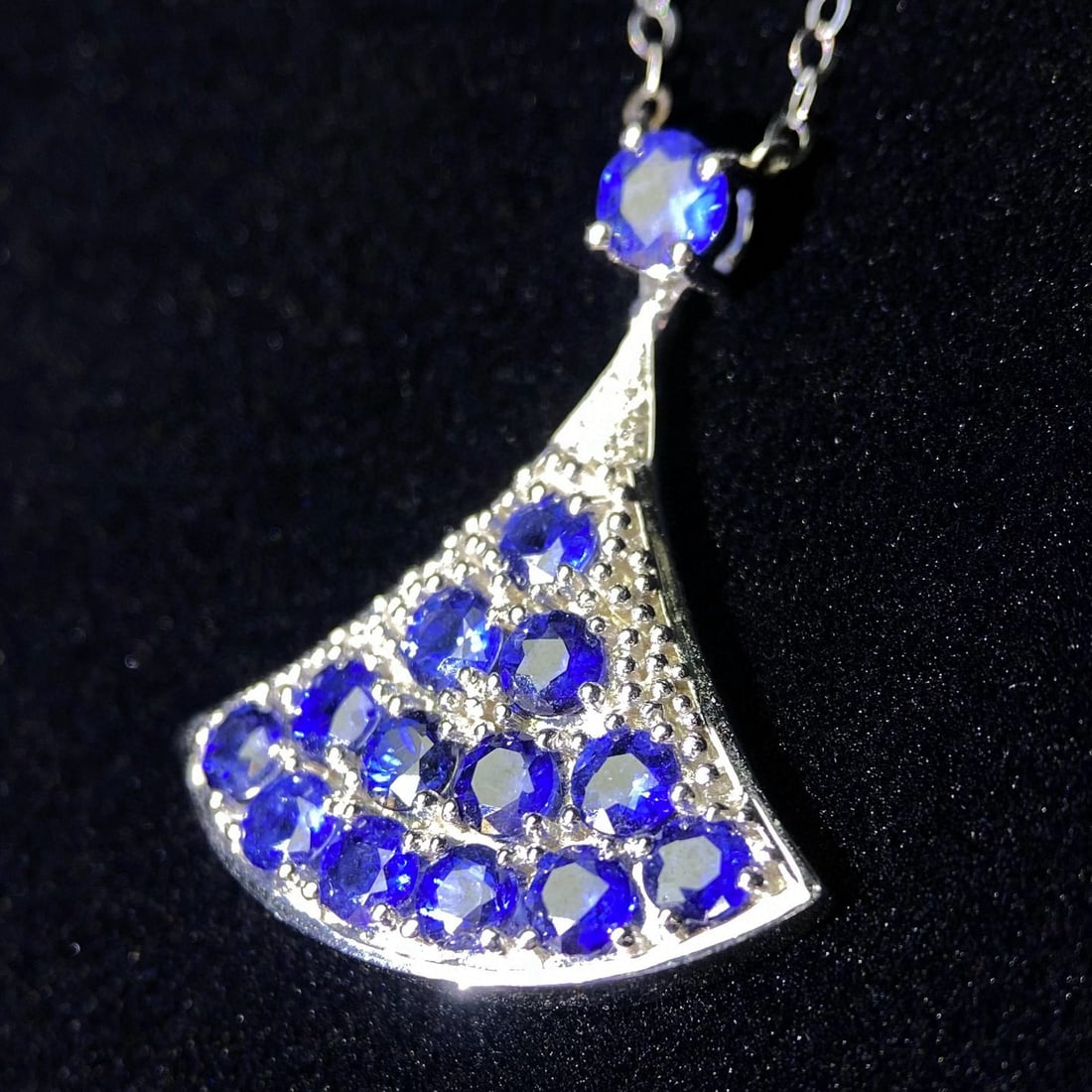 14k Gold 2.06 Ct Natural Sapphire & Diamond Necklace - 4