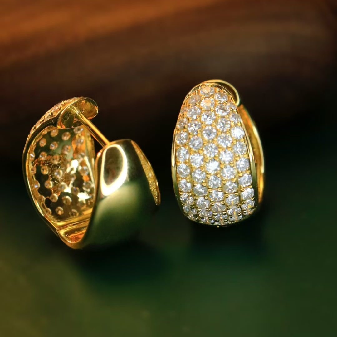 14k Gold 1.6 Ct Natural H Diamond Earrings - 5