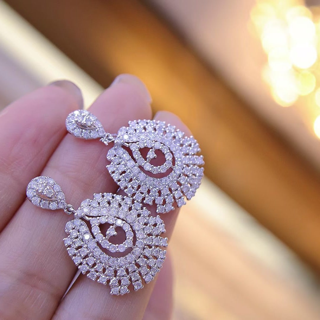 14k Gold 2.2 Ct Natural H Diamond Earrings - 2