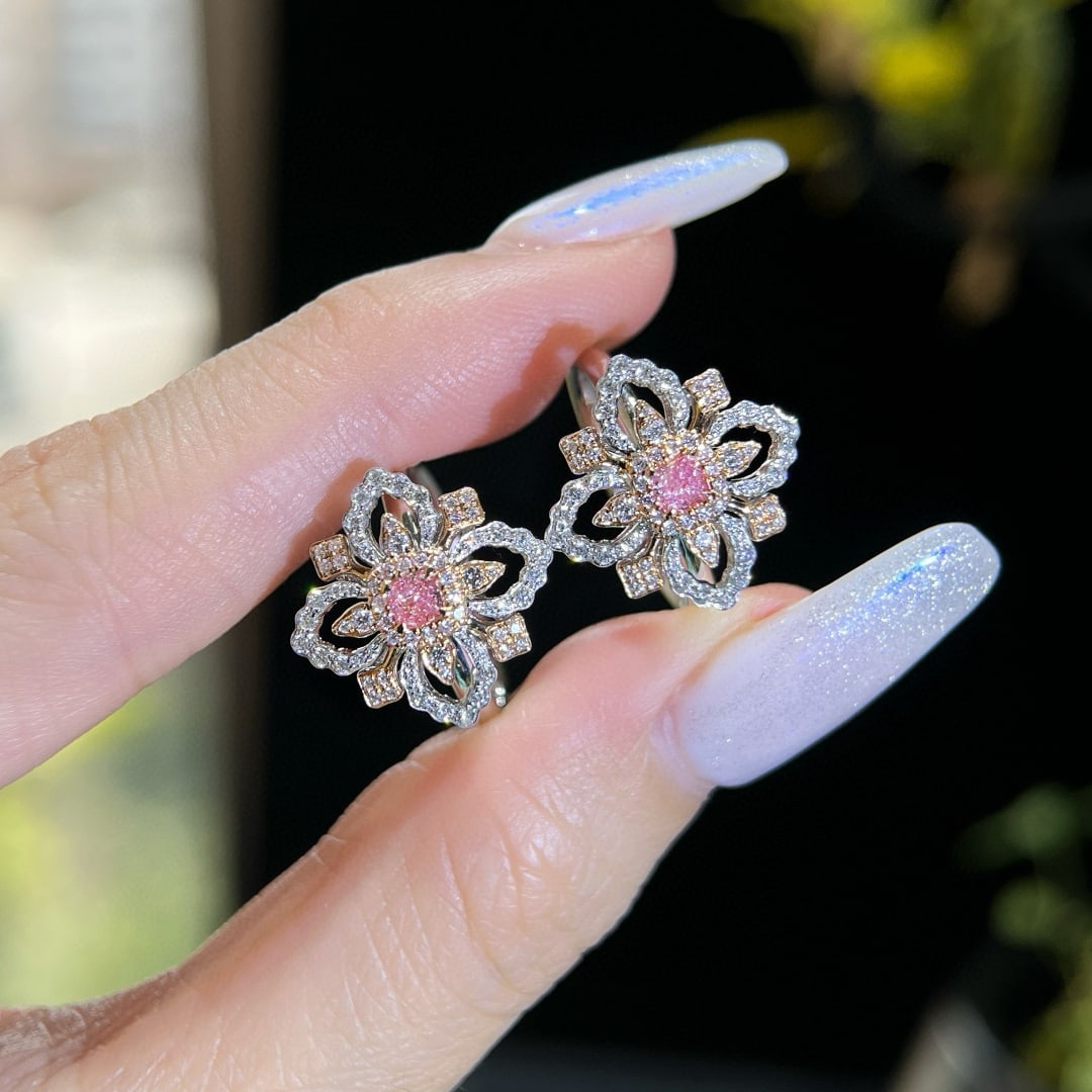 14k Gold 0.45 Ctw Natural Pink Diamond & Diamond Ring - 3