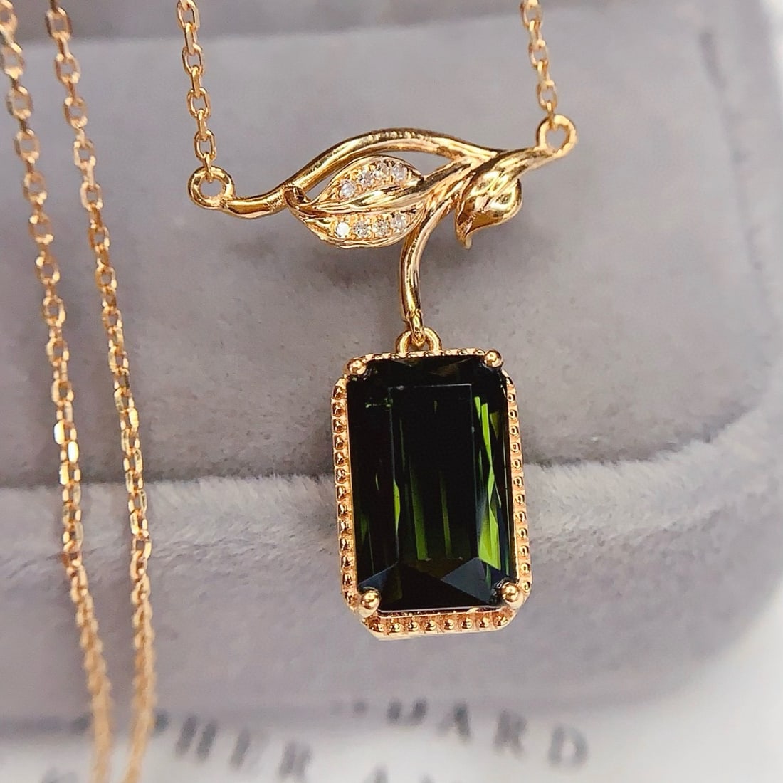 14k Gold 2.45 Ct Natural Tourmaline & Diamond Necklace - 4