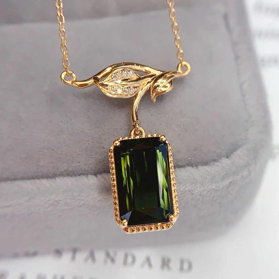 14k Gold 2.45 Ct Natural Tourmaline & Diamond Necklace - 5