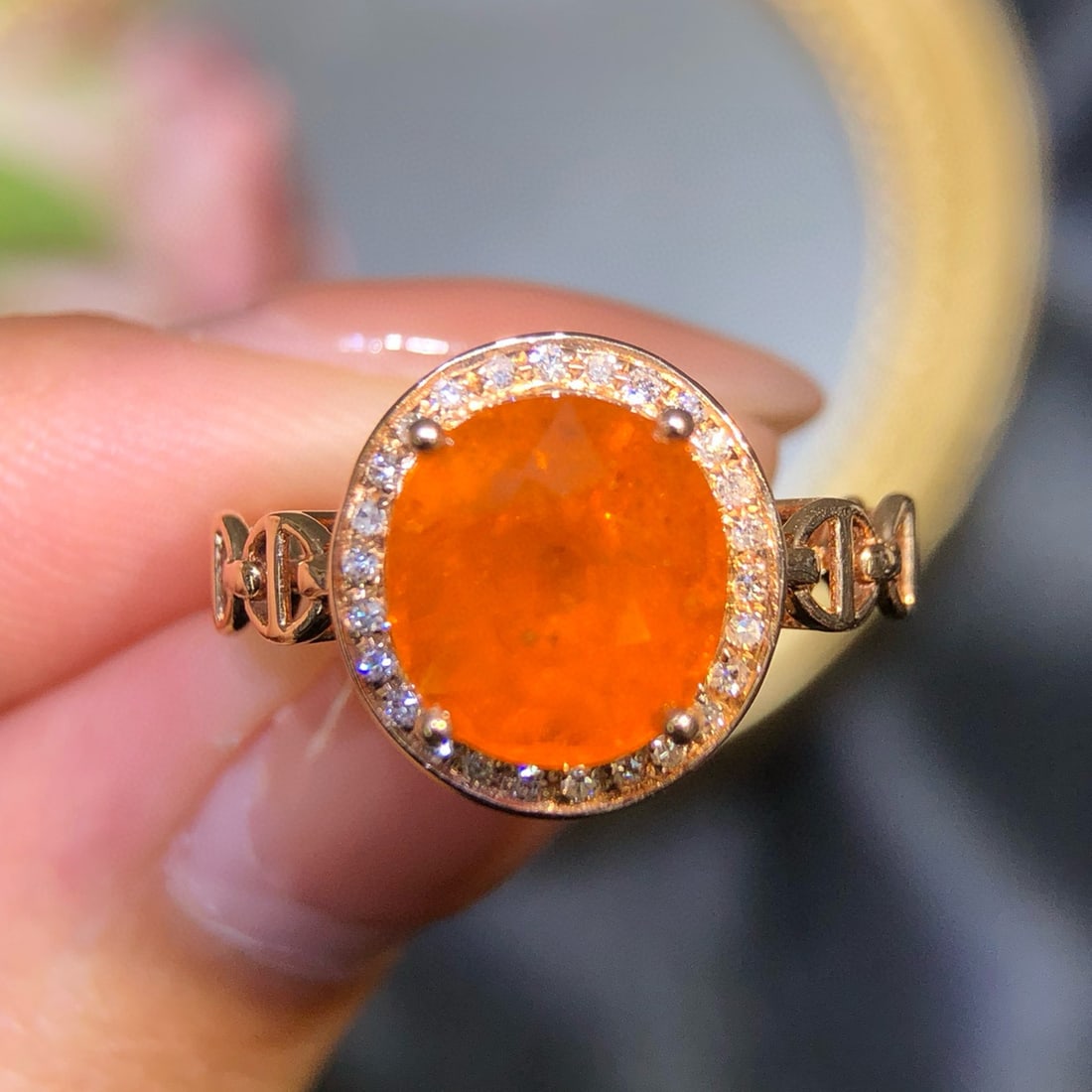 14k Gold 4.3 Ct Natural Spessartine & Diamond Ring - 2