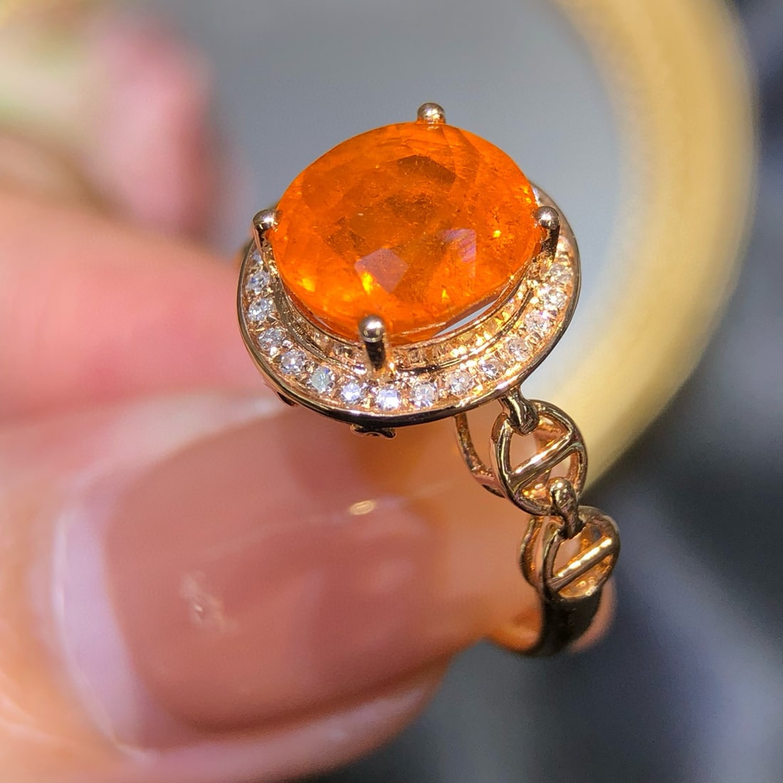 14k Gold 4.3 Ct Natural Spessartine & Diamond Ring - 3