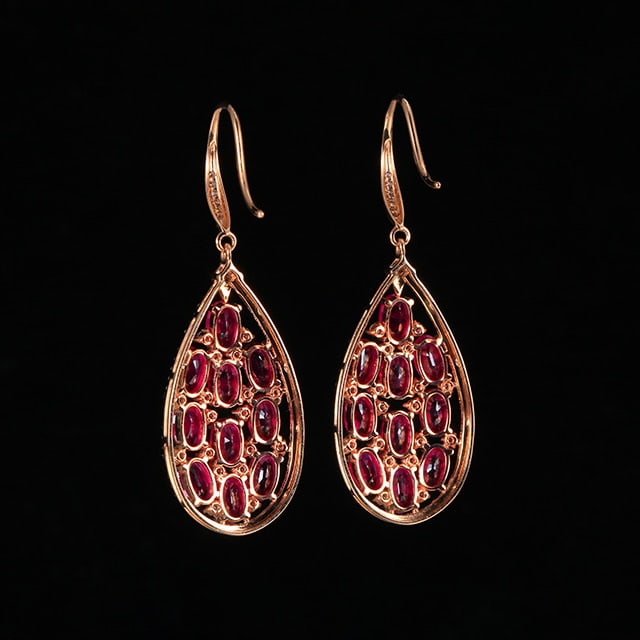 14k Gold 6.33 Ctw Natural Ruby & Diamond Earrings - 4