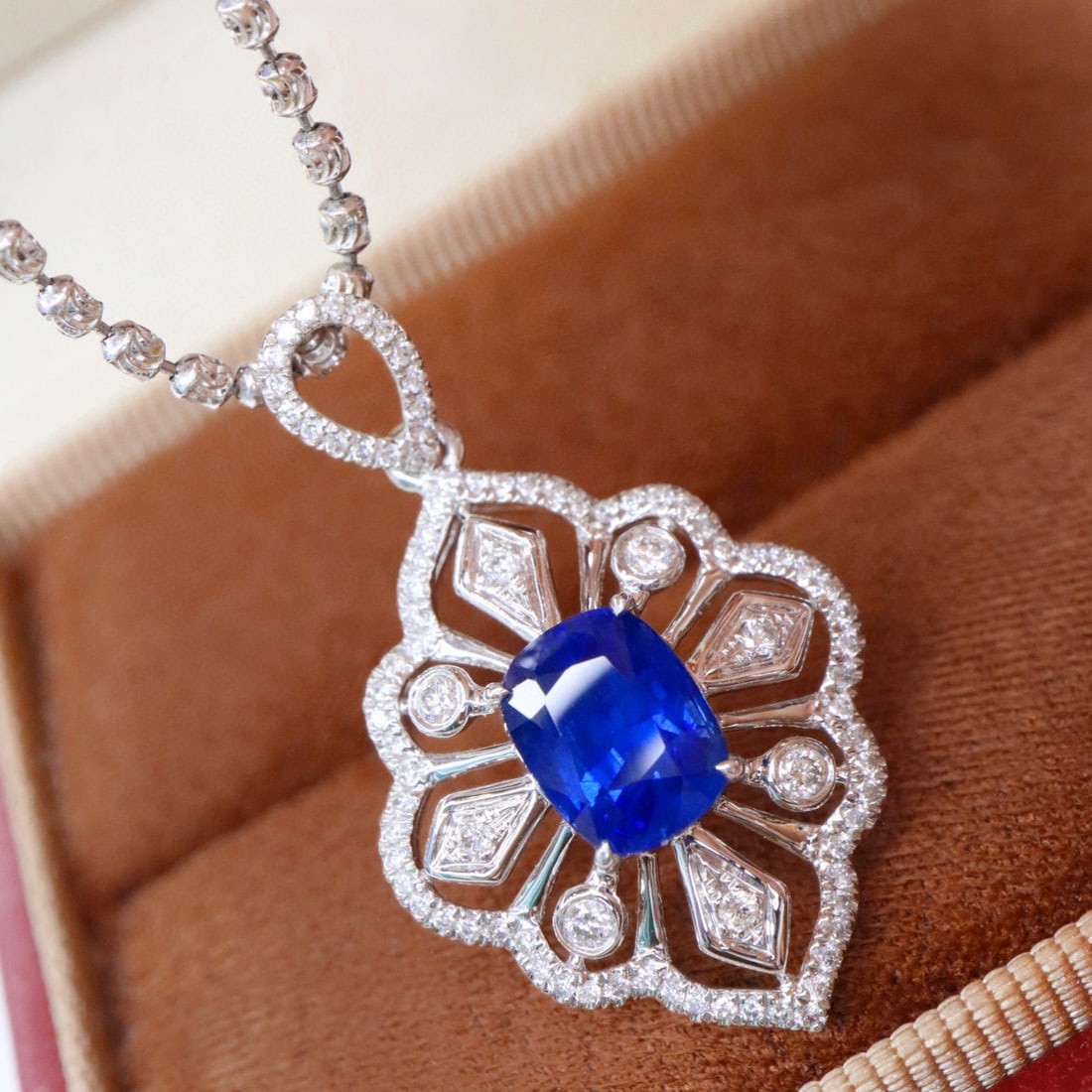14k Gold 2.08 Ctw Natural Sapphire & Diamond Pendant( Without Chain ) - 3
