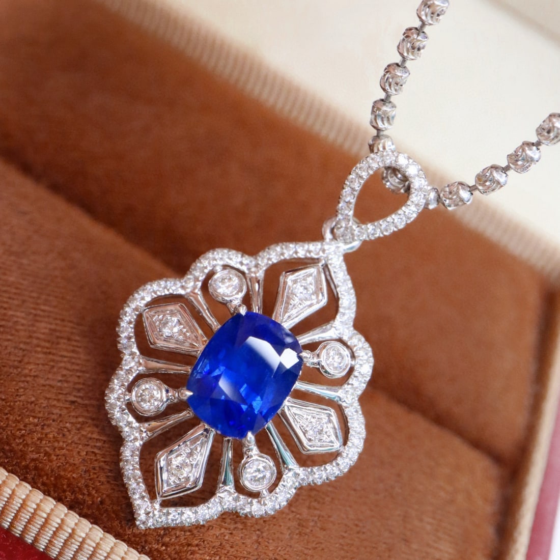 14k Gold 2.08 Ctw Natural Sapphire & Diamond Pendant( Without Chain ) - 6