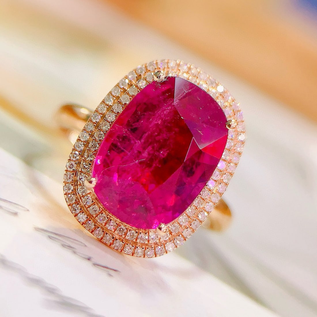 14k Gold 4.58 Ctw Natural Tourmaline & Diamond Ring - 6