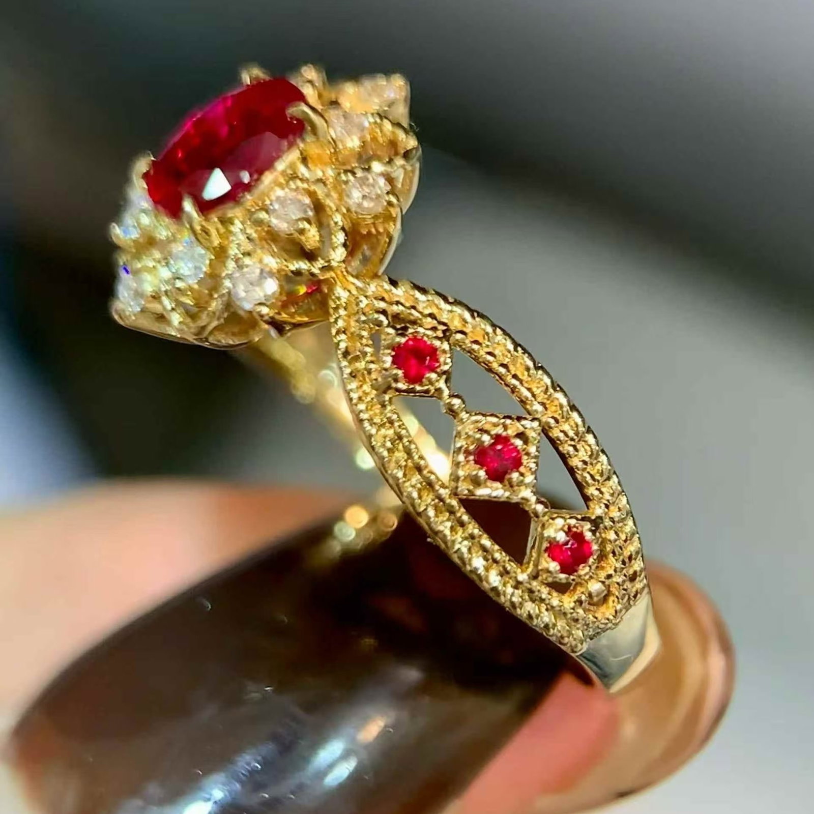 14k Gold 0.57 Ctw Natural Ruby & Diamond Ring - 2