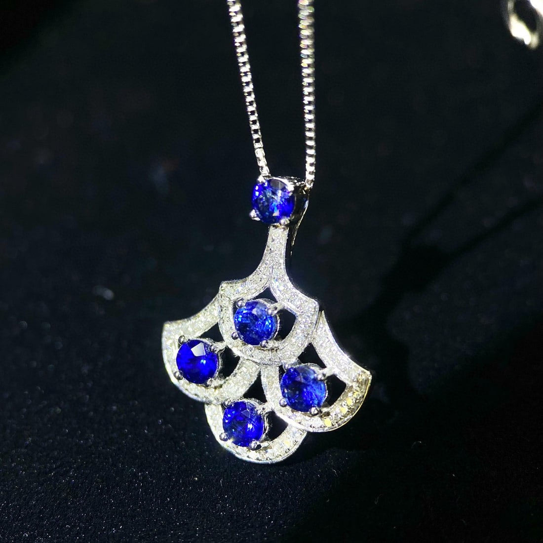 14k Gold 0.95 Ct Natural Sapphire & Diamond Pendant( Without Chain ) - 2