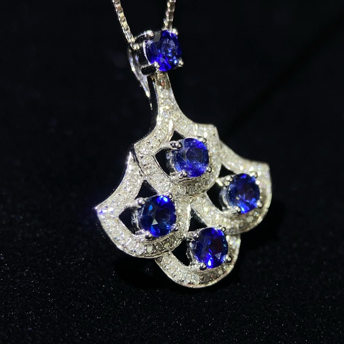 14k Gold 0.95 Ct Natural Sapphire & Diamond Pendant( Without Chain ) - 3