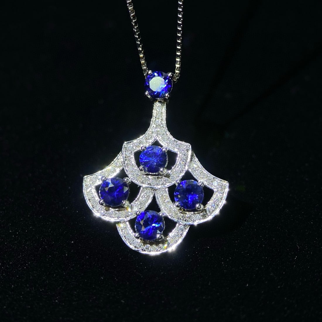 14k Gold 0.95 Ct Natural Sapphire & Diamond Pendant( Without Chain ) - 4