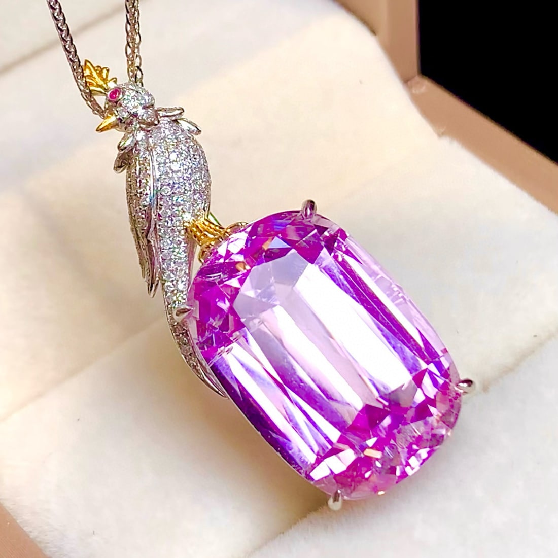 14k Gold 32.5 Ct Natural Kunzite & Diamond Brooch/pendant( Without Chain ) - 4