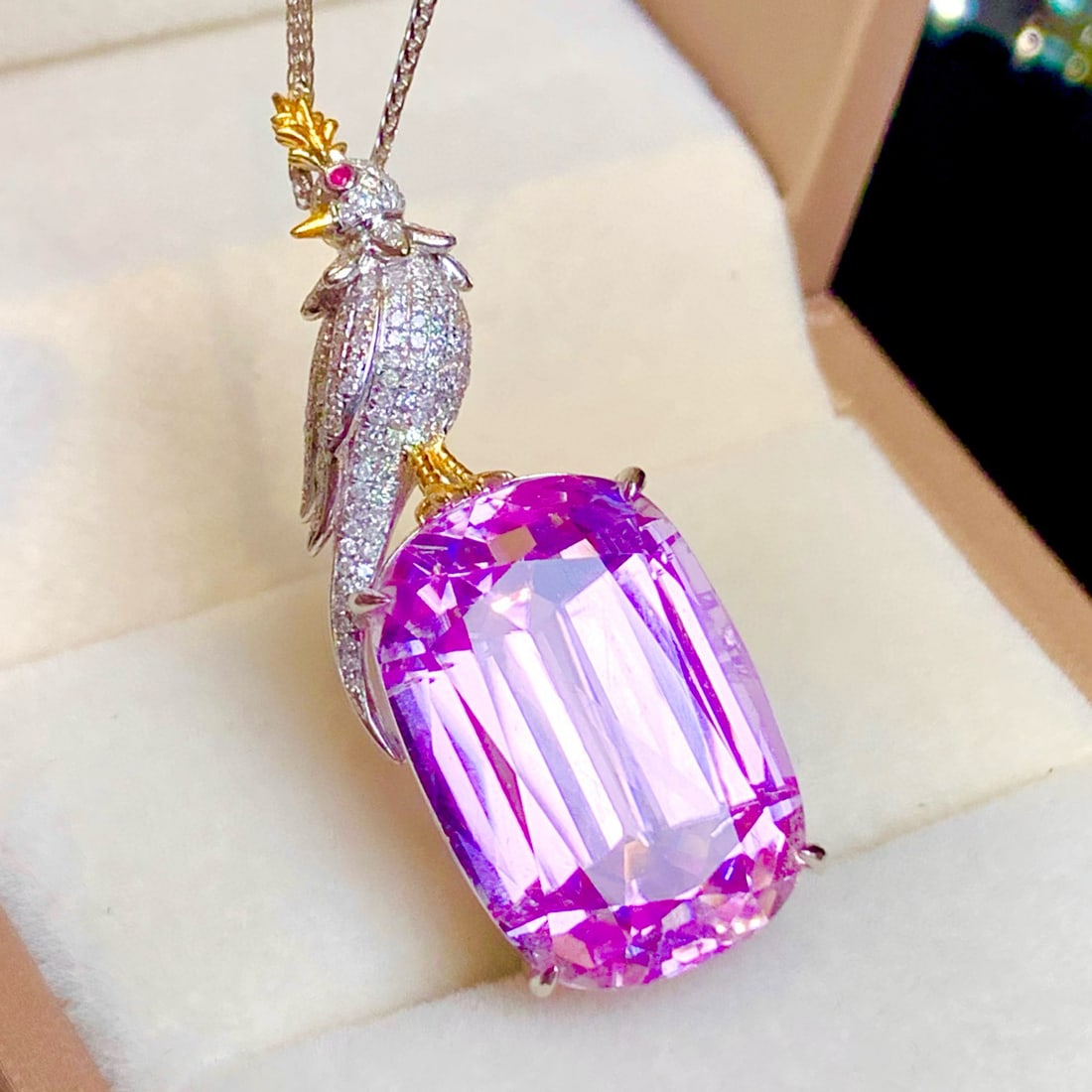 14k Gold 32.5 Ct Natural Kunzite & Diamond Brooch/pendant( Without Chain ) - 5