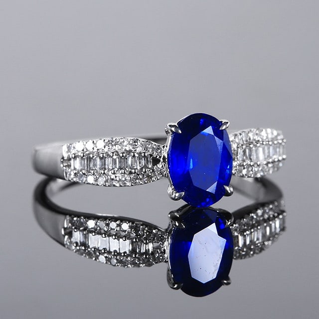 14k Gold 1.30 Ctw Natural Sapphire & Diamond Ring - 3