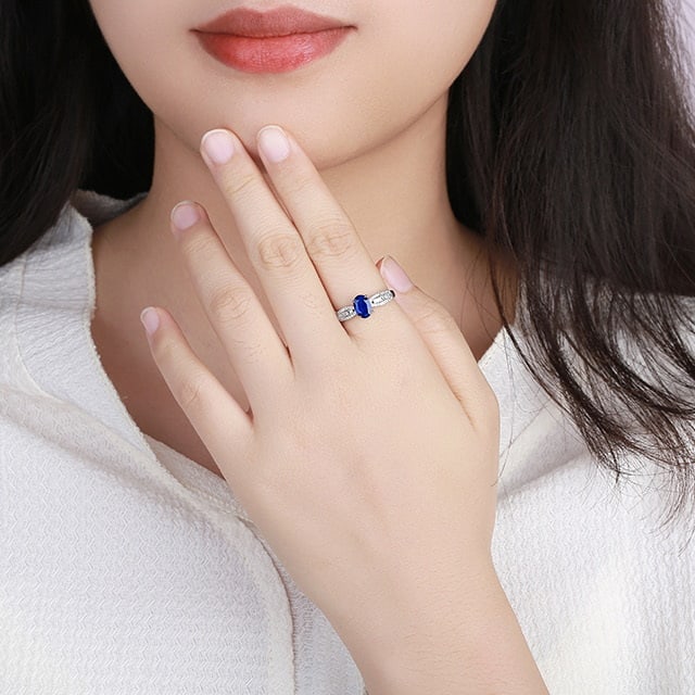 14k Gold 1.30 Ctw Natural Sapphire & Diamond Ring - 5