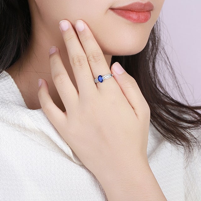 14k Gold 1.30 Ctw Natural Sapphire & Diamond Ring - 6
