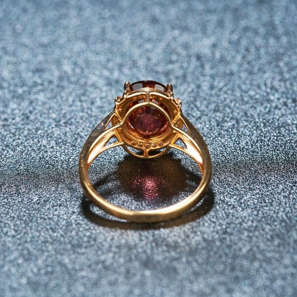14k Gold 3.3 Ct Natural Tourmaline & Diamond Ring - 5