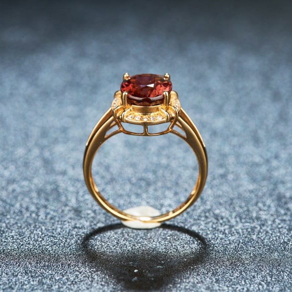 14k Gold 3.3 Ct Natural Tourmaline & Diamond Ring - 6