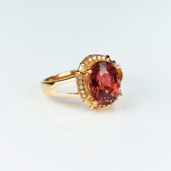 14k Gold 3.3 Ct Natural Tourmaline & Diamond Ring - 8