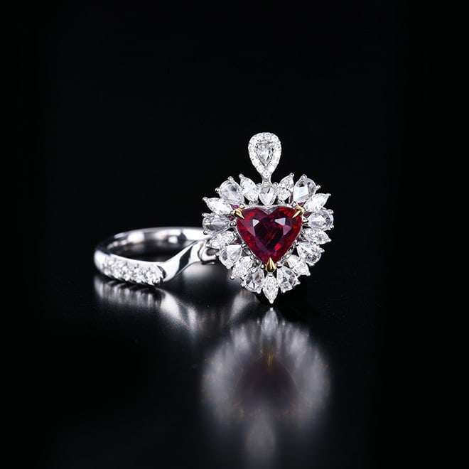 14k Gold 2.56 Ctw Natural Ruby & Diamond Ring/pendant( Without Chain ) - 2