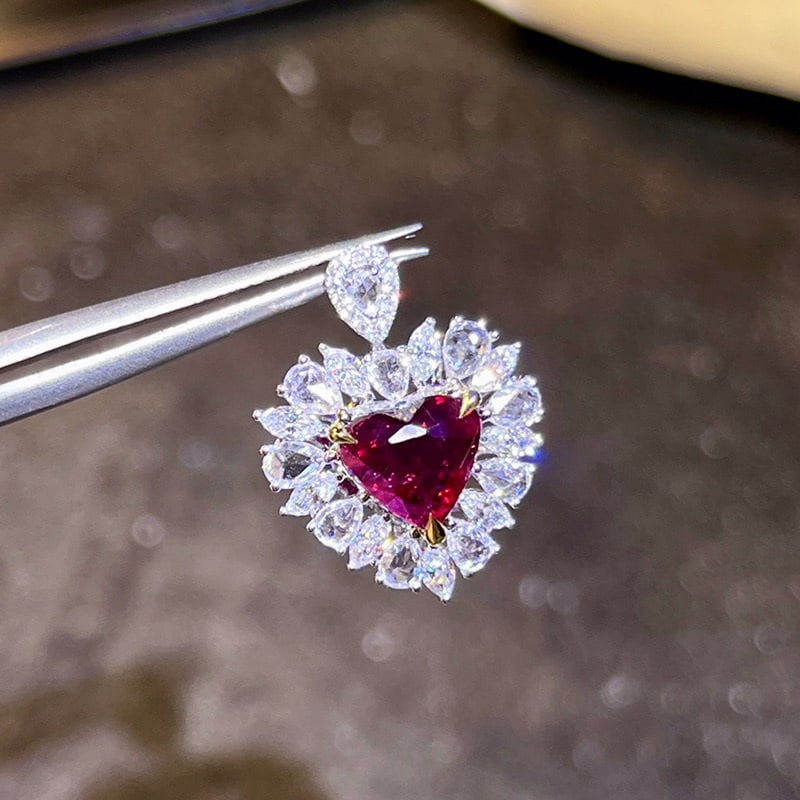 14k Gold 2.56 Ctw Natural Ruby & Diamond Ring/pendant( Without Chain ) - 7