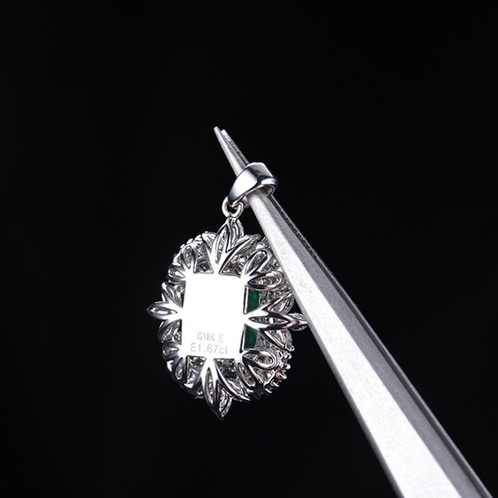 14k Gold 2.59 Ctw Vivid Green Natural Emerald & Diamond Pendant( Without Chain ) - 5