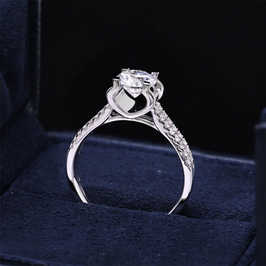 14k Gold 1.00 Ct Natural H Diamond Ring - 4