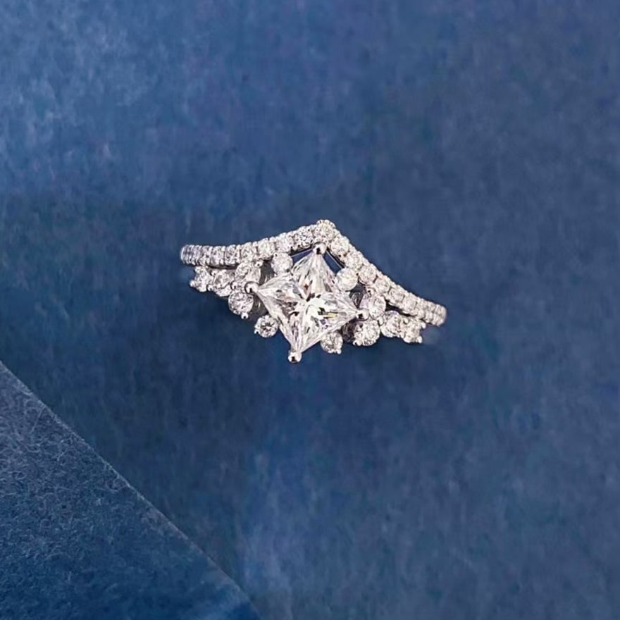 Gia Certified 14k Gold 1 Ct Natural J Vvs2 Square Diamond Ring - 3