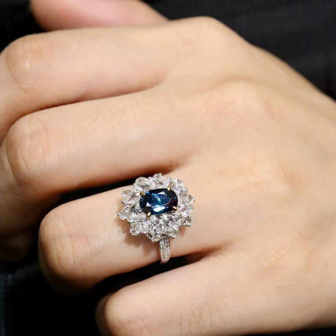 14k Gold 1.47 Ctw Natural Sapphire & Diamond Ring - 3