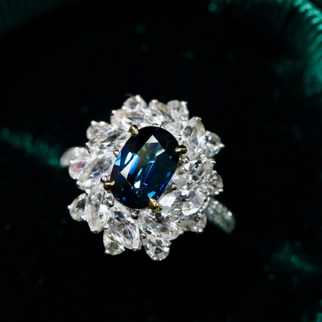 14k Gold 1.47 Ctw Natural Sapphire & Diamond Ring - 4