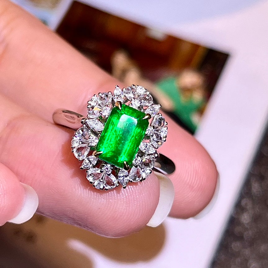 14k Gold 2.03 Ctw Vivid Green Natural Emerald & Diamond Ring/pendant( Without Chain ) - 8