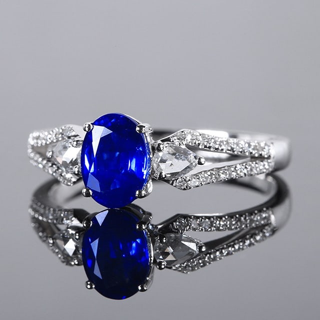 14k Gold 1.34 Ctw Natural Sapphire & Diamond Ring - 2