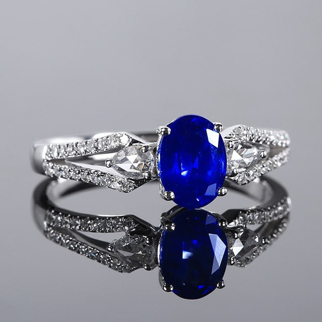 14k Gold 1.34 Ctw Natural Sapphire & Diamond Ring - 3