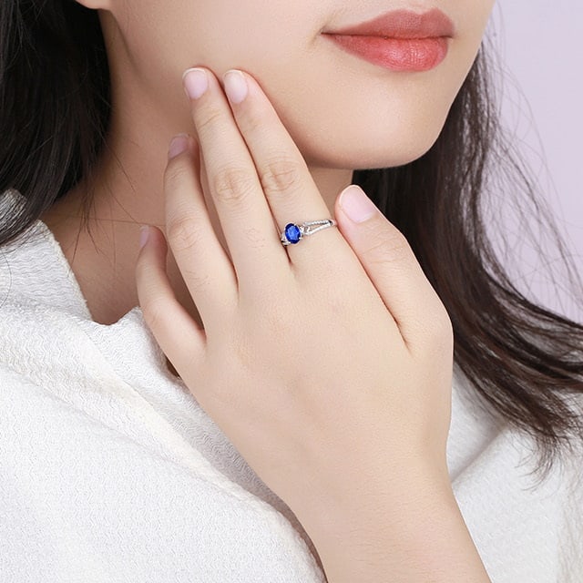 14k Gold 1.34 Ctw Natural Sapphire & Diamond Ring - 6