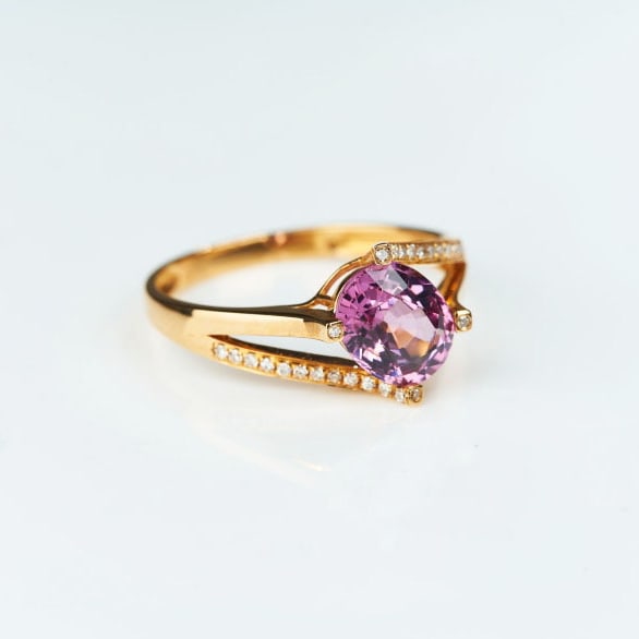 14k Gold 1.75 Ct Natural Spinel & Diamond Ring - 8