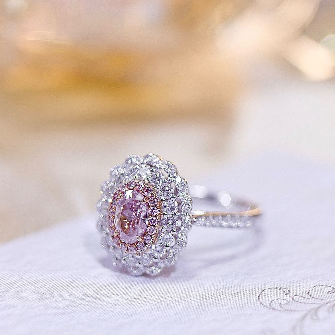 Gia Certified 14k Gold 1.10 Ctw Natural Pink Diamond & Diamond Ring/pendant( Without Chain ) - 2