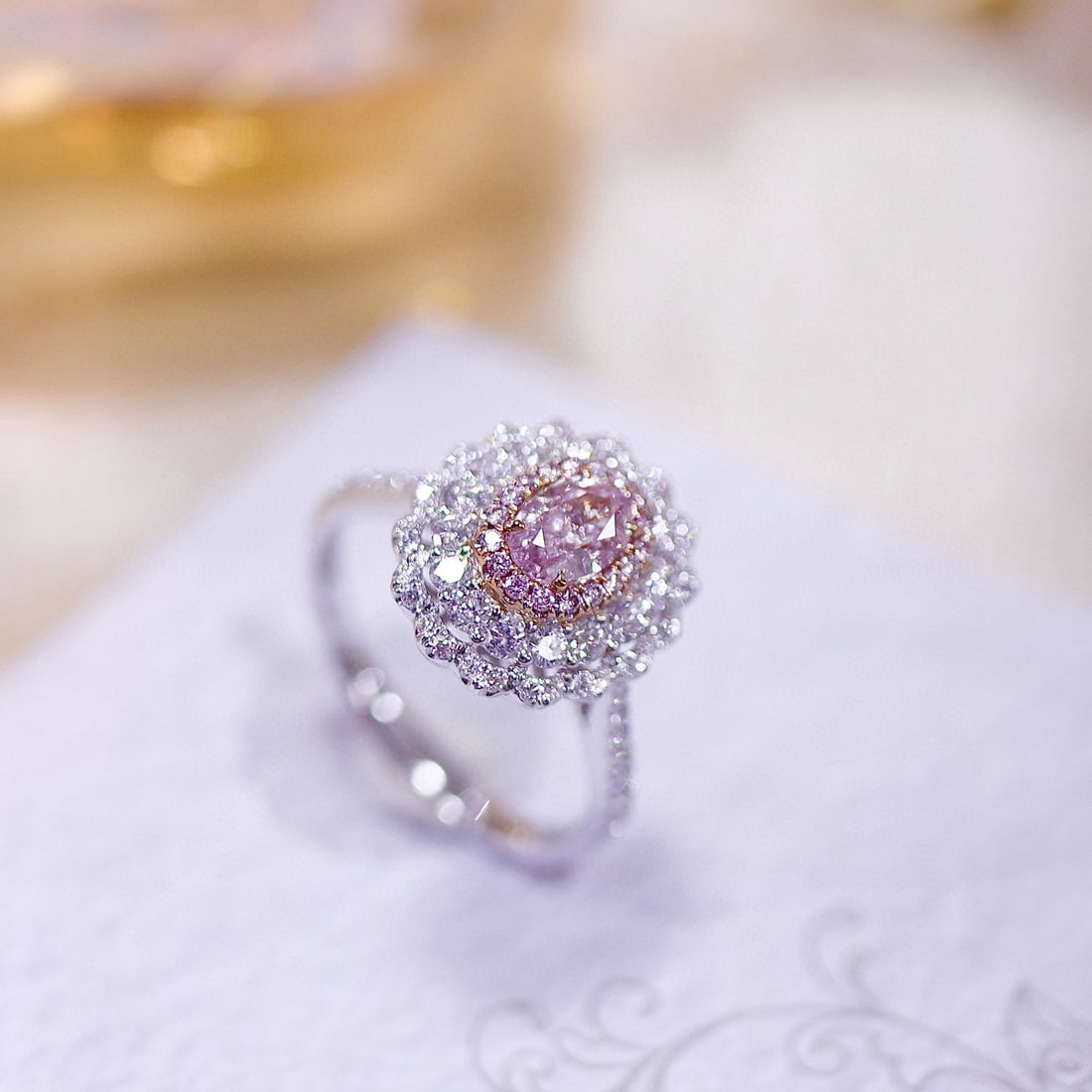 Gia Certified 14k Gold 1.10 Ctw Natural Pink Diamond & Diamond Ring/pendant( Without Chain ) - 3