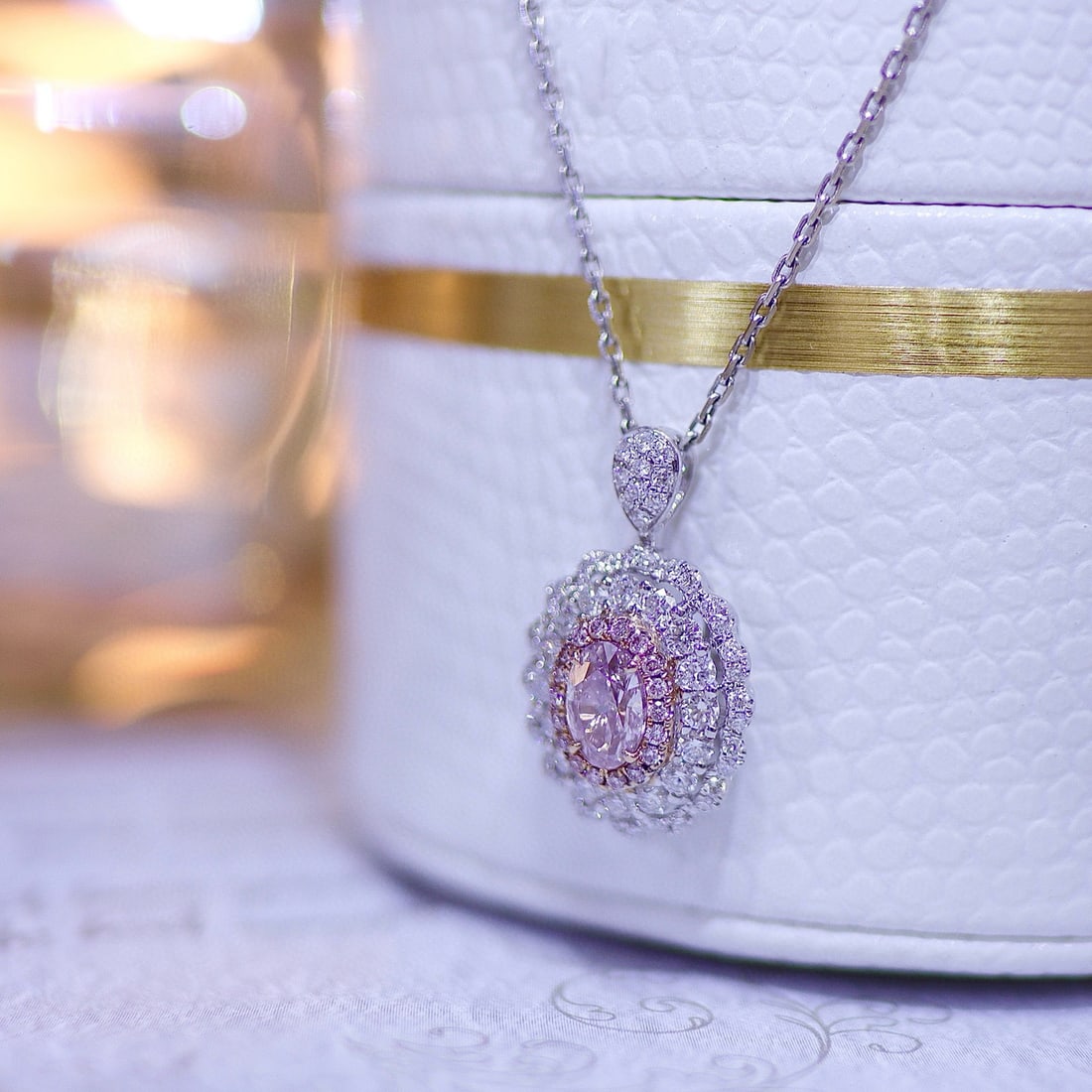 Gia Certified 14k Gold 1.10 Ctw Natural Pink Diamond & Diamond Ring/pendant( Without Chain ) - 5