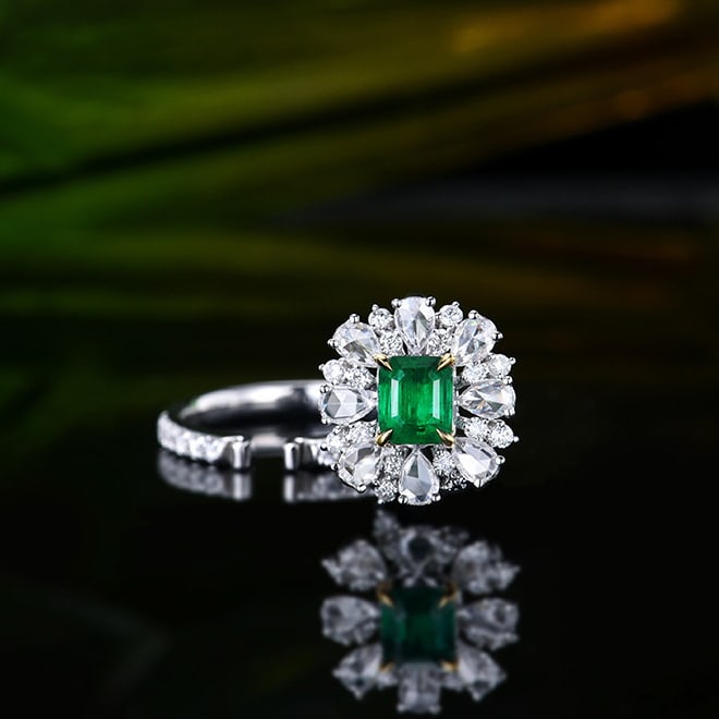 14k Gold 1.76 Ctw Vivid Green Natural Emerald & Diamond Ring/pendant( Without Chain ) - 2