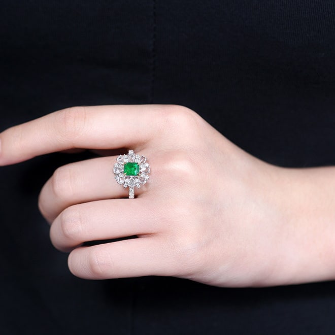 14k Gold 1.76 Ctw Vivid Green Natural Emerald & Diamond Ring/pendant( Without Chain ) - 7