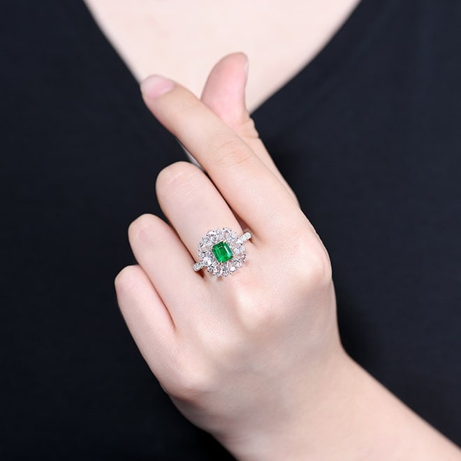 14k Gold 1.76 Ctw Vivid Green Natural Emerald & Diamond Ring/pendant( Without Chain ) - 8