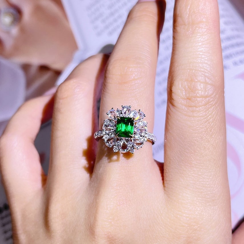 14k Gold 1.76 Ctw Vivid Green Natural Emerald & Diamond Ring/pendant( Without Chain ) - 9