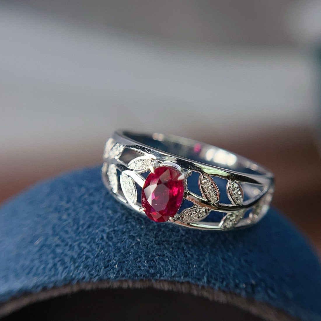 14k Gold 0.70 Ct Natural Ruby & Diamond Ring - 2