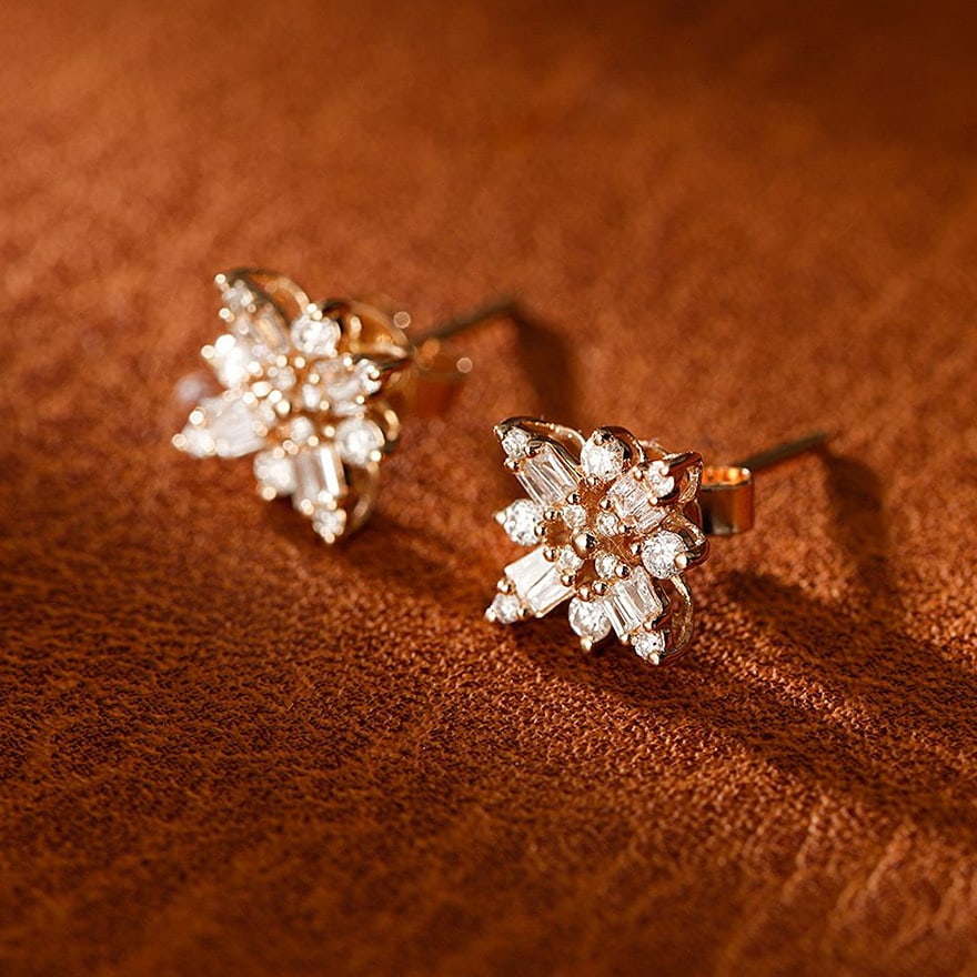 14k Gold 0.25 Ct Natural H Diamond Earrings - 2